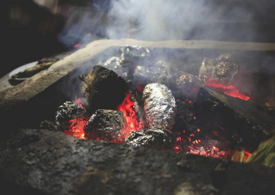 buckthorn roasting potatoes local sustainable