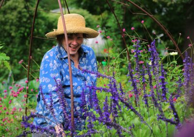 Vicki Nowicki in her Permaculture Garden